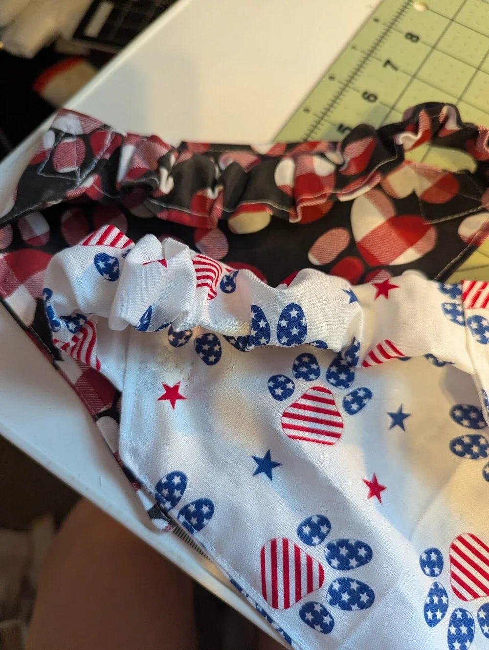 Red White Blue Elastic Dog Bandanas And Black Red Paw The Hearts Set Of 2